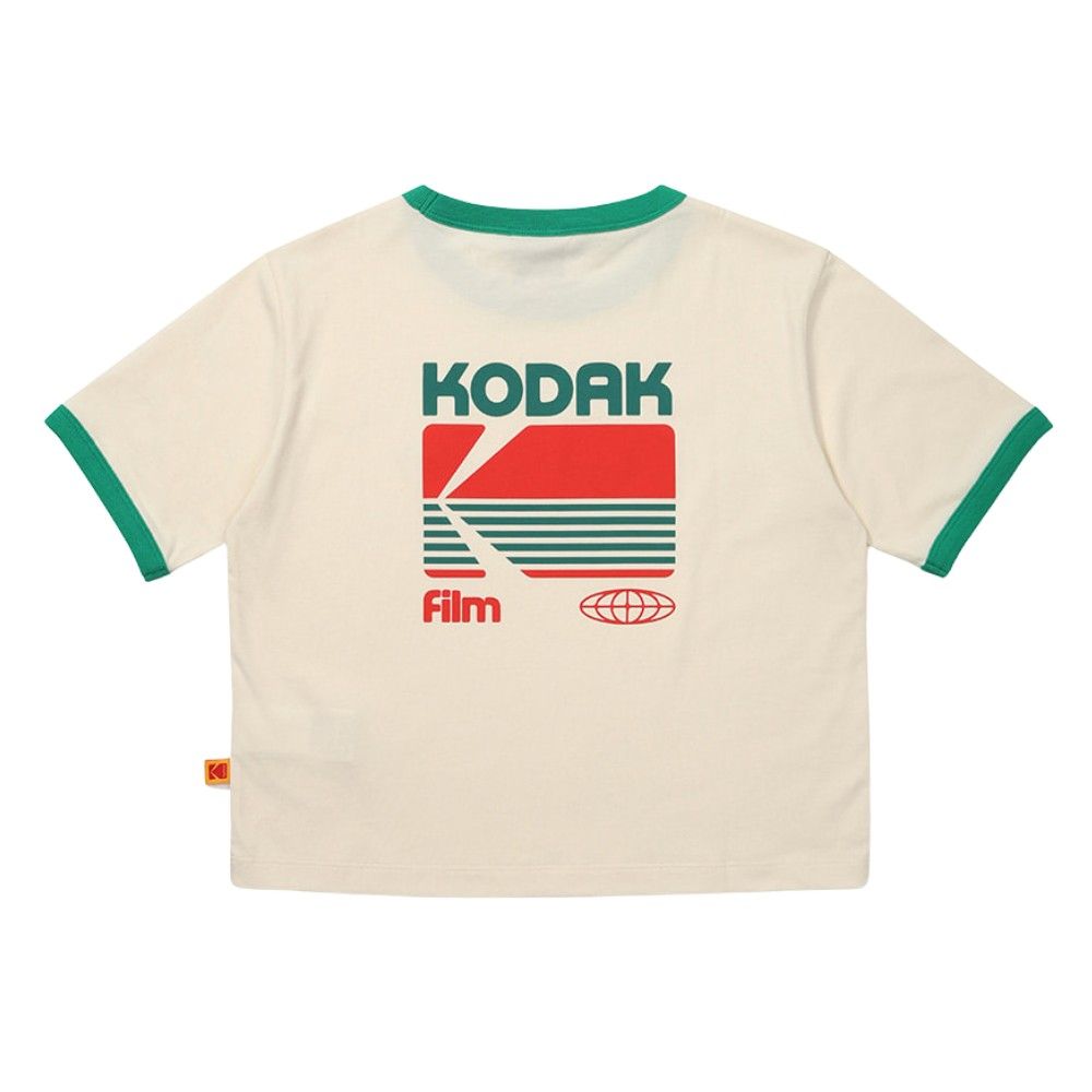 韓國 KODAK 撞色復古配色短袖T恤 象牙白IVORY/ M