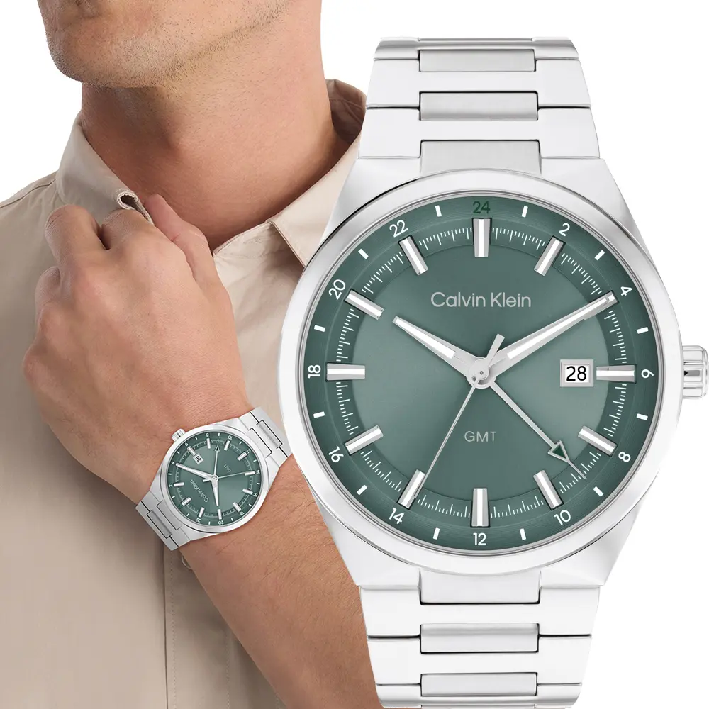 Calvin Klein 凱文克萊 CK Distinguish GMT日期手錶-44mm/ 25200492