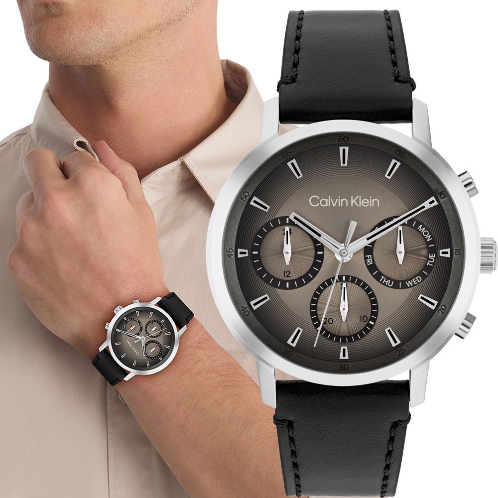 Calvin Klein 凱文克萊 CK Gauge 多功能日曆三眼手錶-42mm/ 25200496
