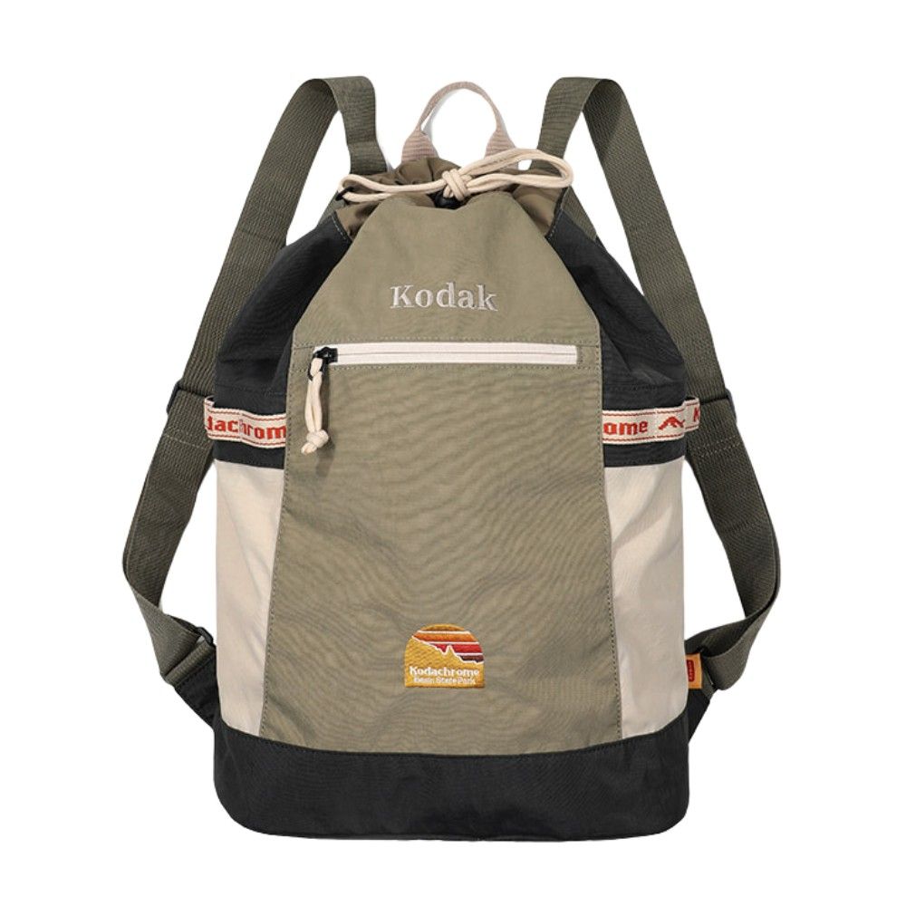 韓國 KODAK 經典配色束口後背包 卡其色KHAKI