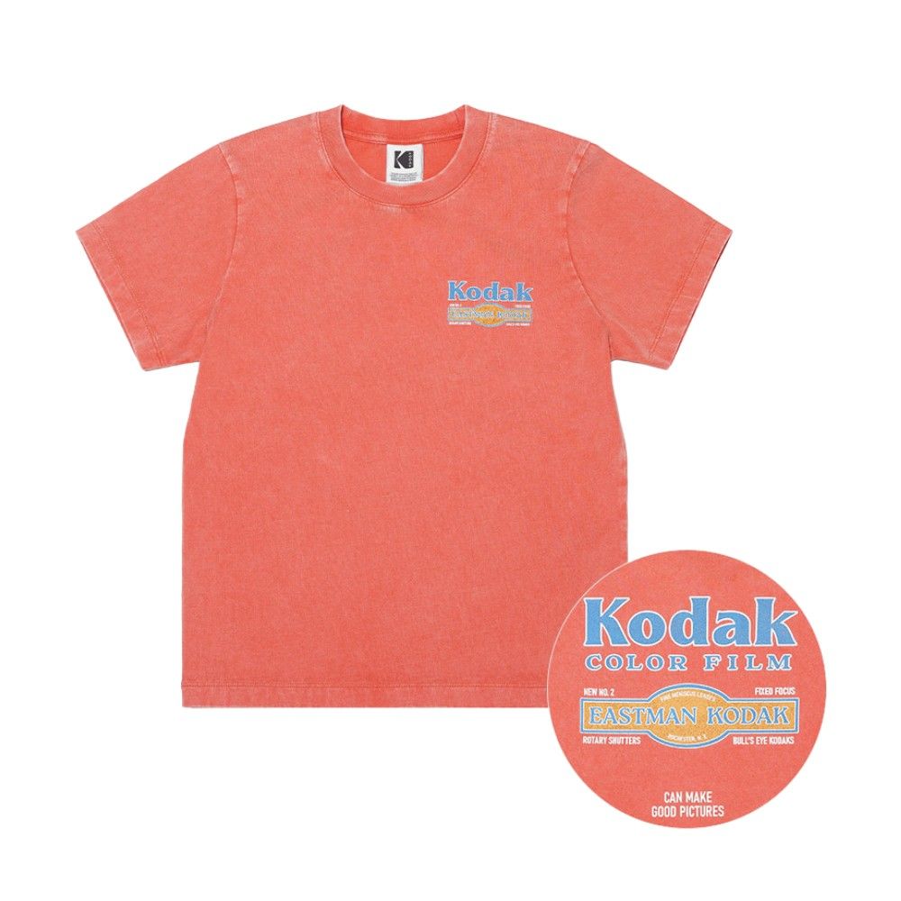 韓國 KODAK 女款洗舊印染短袖T恤 紅色RED/ S