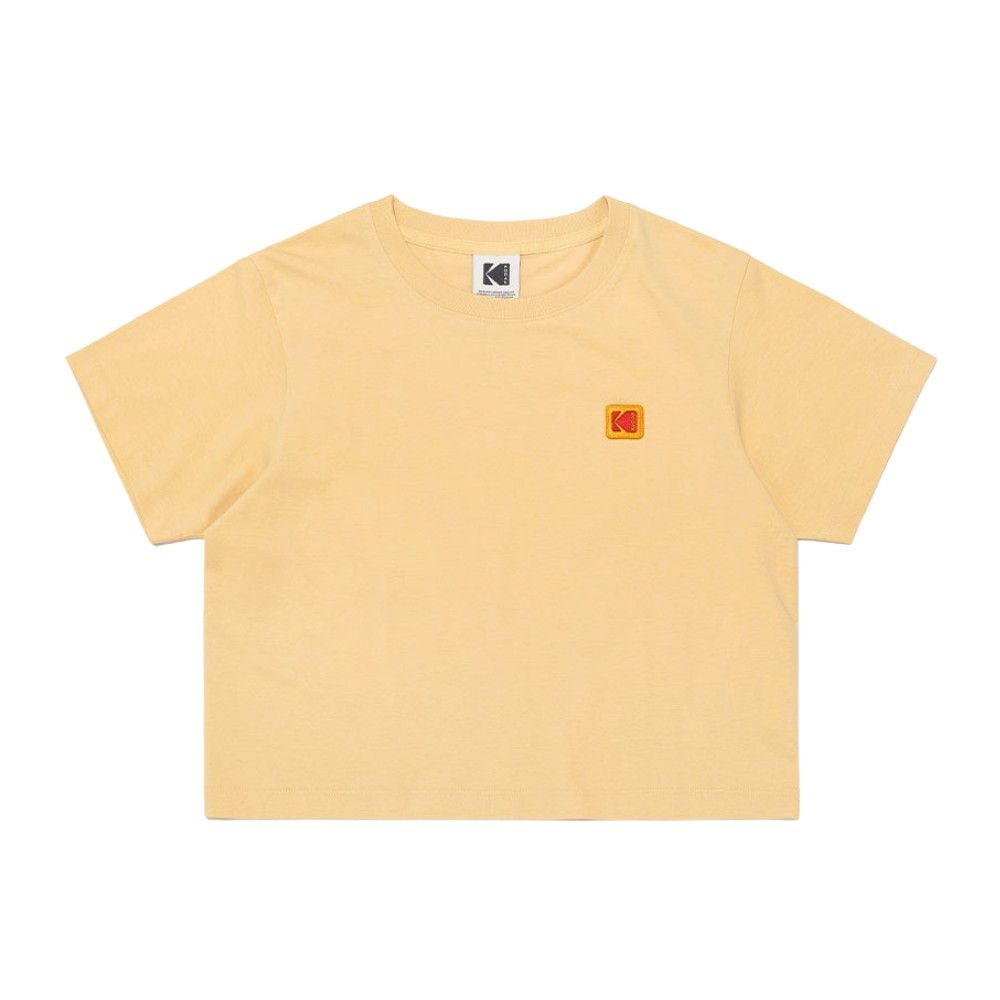 韓國 KODAK 女款經典刺繡標誌短版短袖T恤 黃色YELLOW/ M