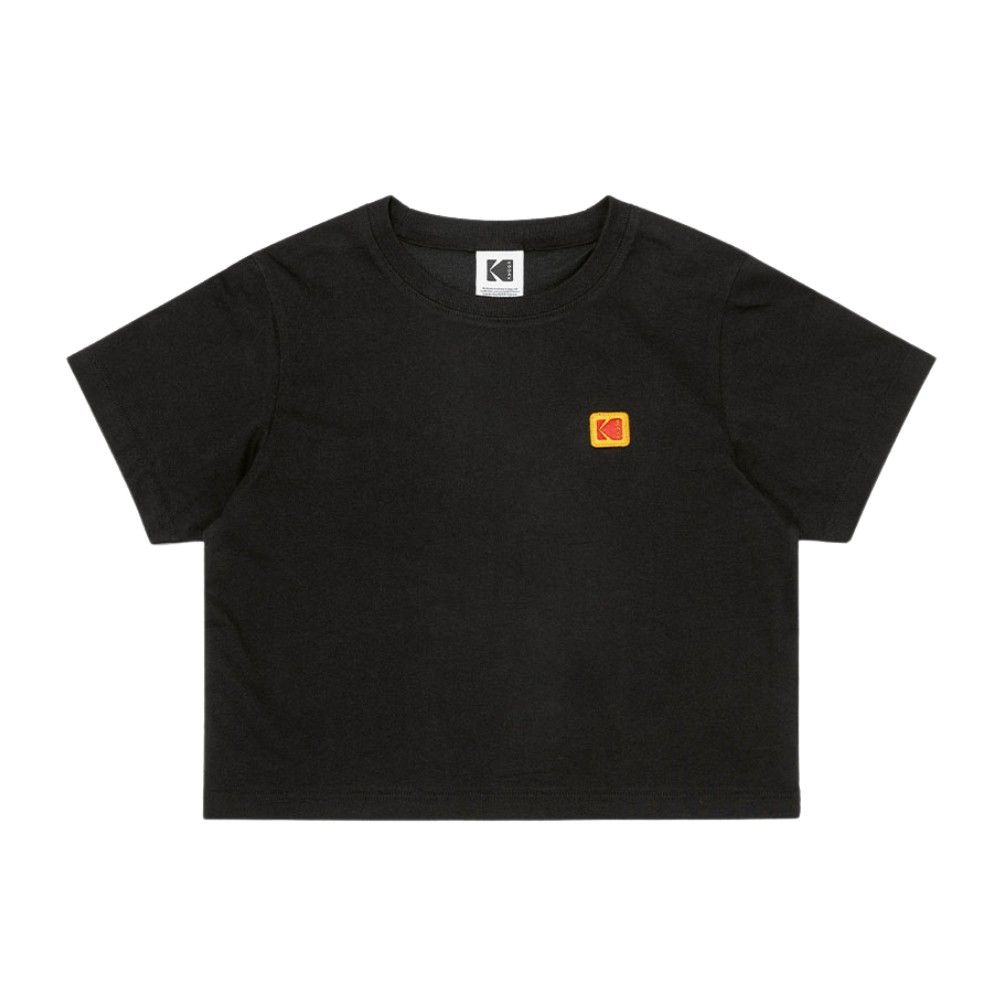 韓國 KODAK 女款經典刺繡標誌短版短袖T恤/ 黑色BLACK/ XS