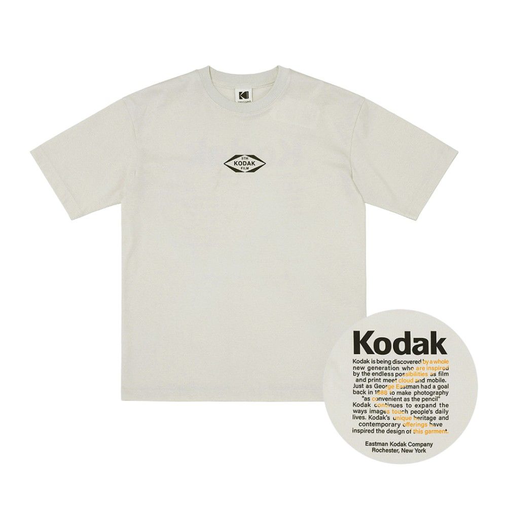 韓國 KODAK 復古大標誌印花短袖T恤/ 象牙白IVORY/ M