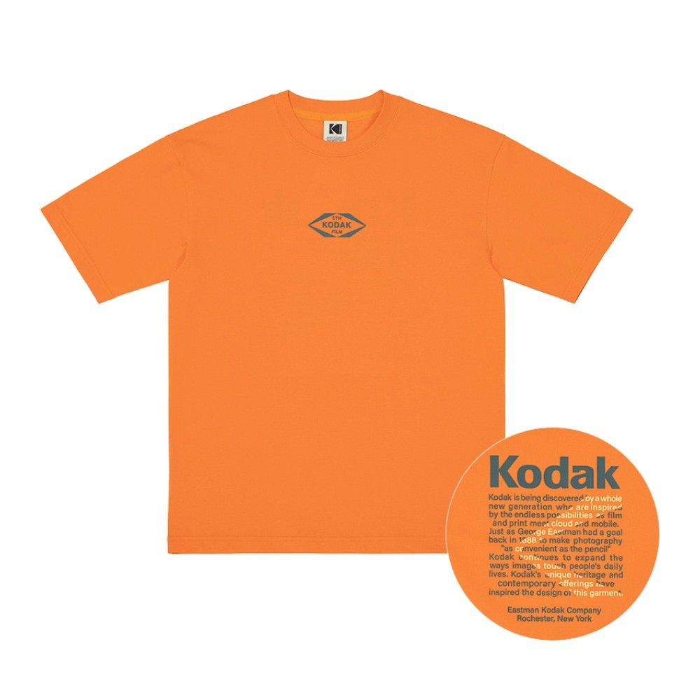 韓國 KODAK 復古大標誌印花短袖T恤/ 橘色ORANGE/ S