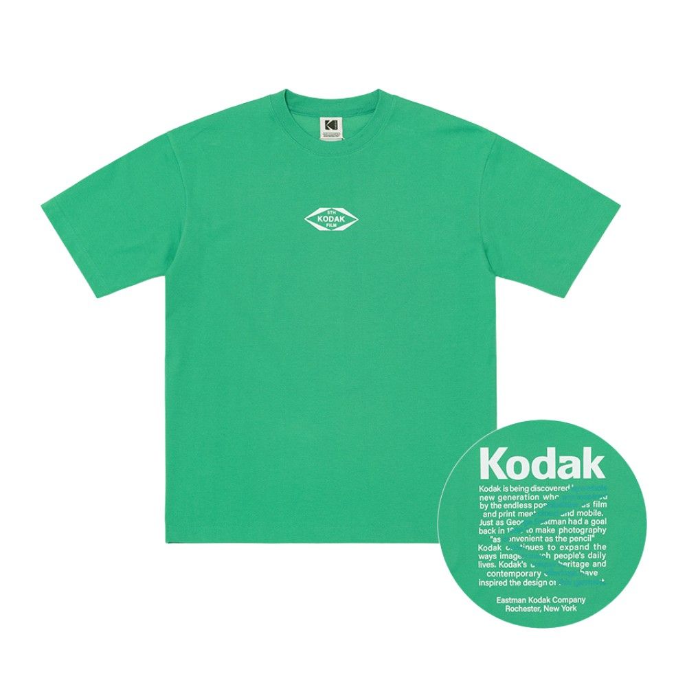 韓國 KODAK 復古大標誌印花短袖T恤/ 綠色GREEN/ M