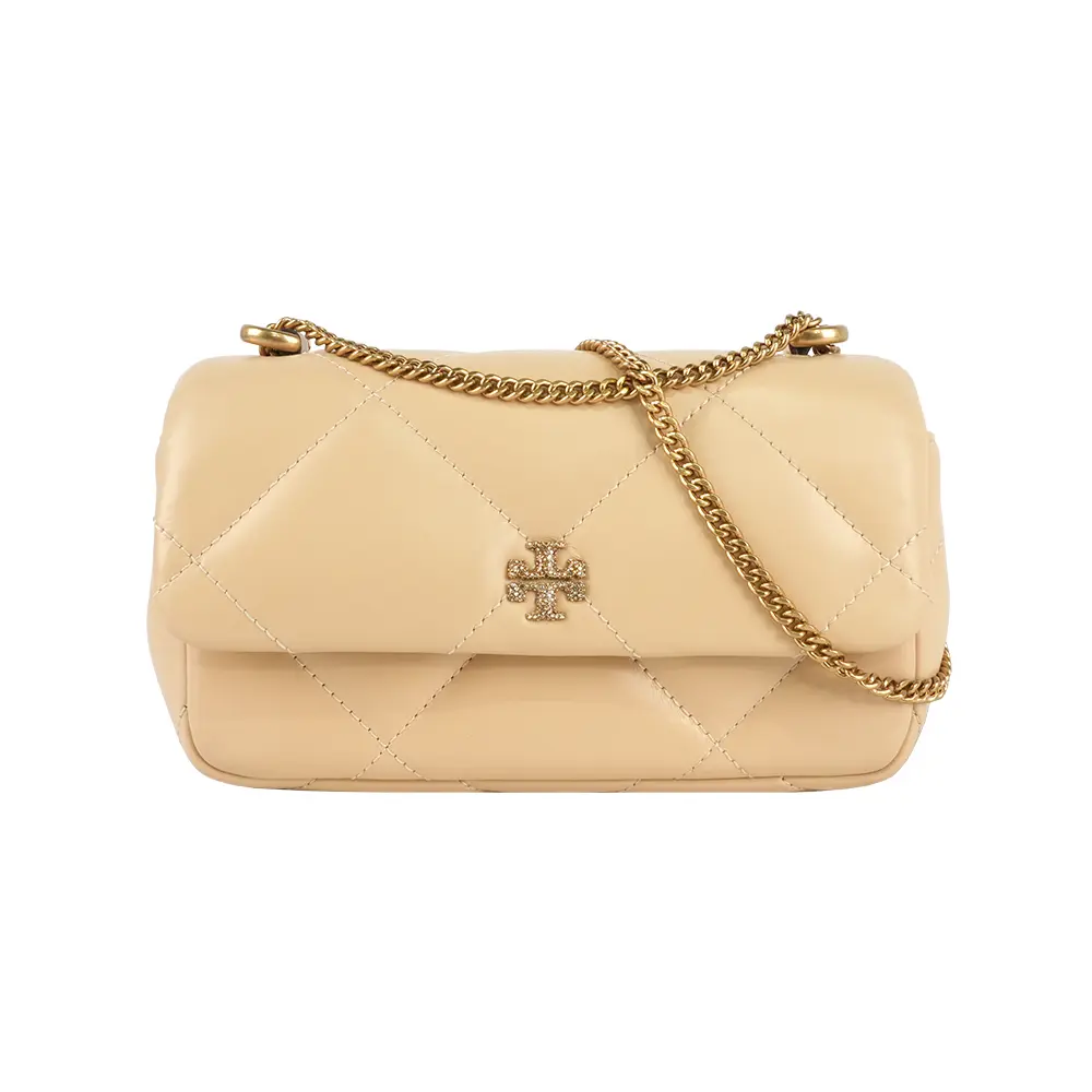 【TORY BURCH】Kira 納帕皮革鑽石格紋縫線迷你二用包(香草色)/ 平行輸入