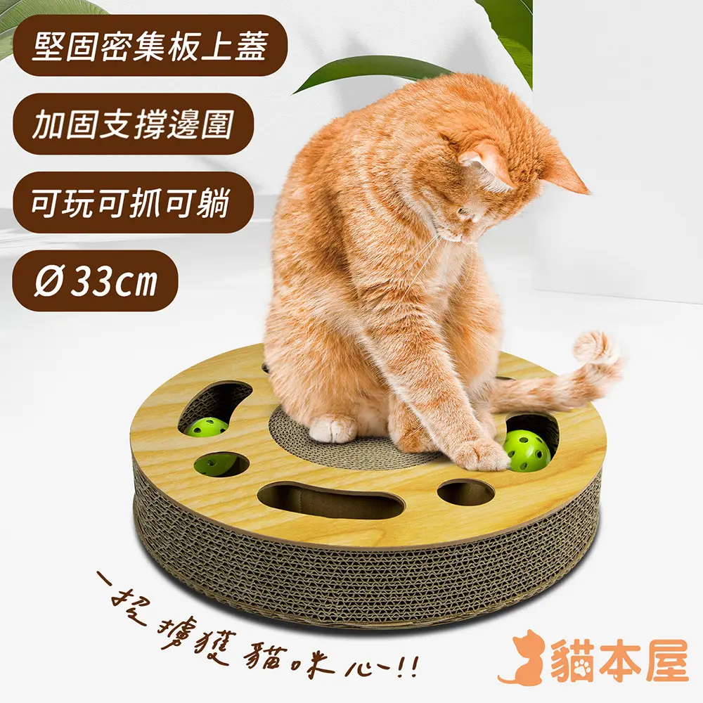 可玩可抓可躺▶貓本屋 圓盤軌道球 貓玩具/貓抓板