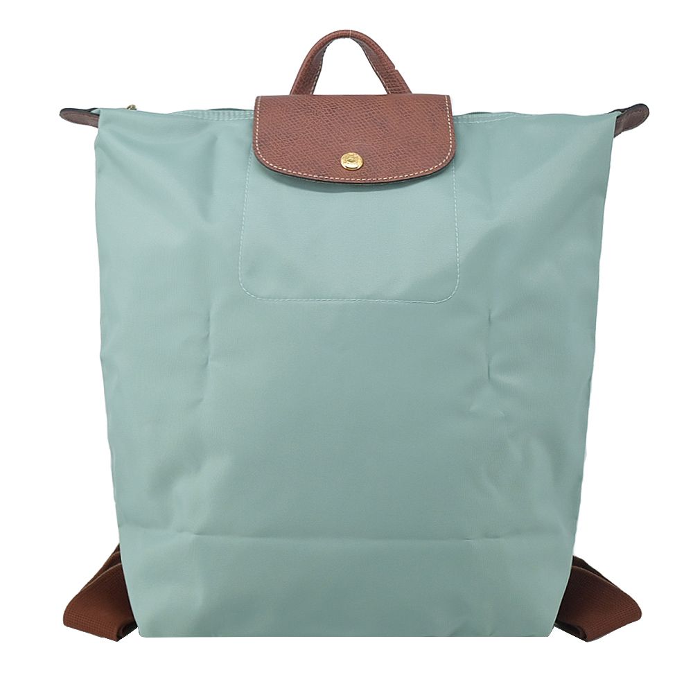 LONGCHAMP LE PLIAGE系列再生尼龍摺疊後背包(中/青瓷綠)/平行輸入
