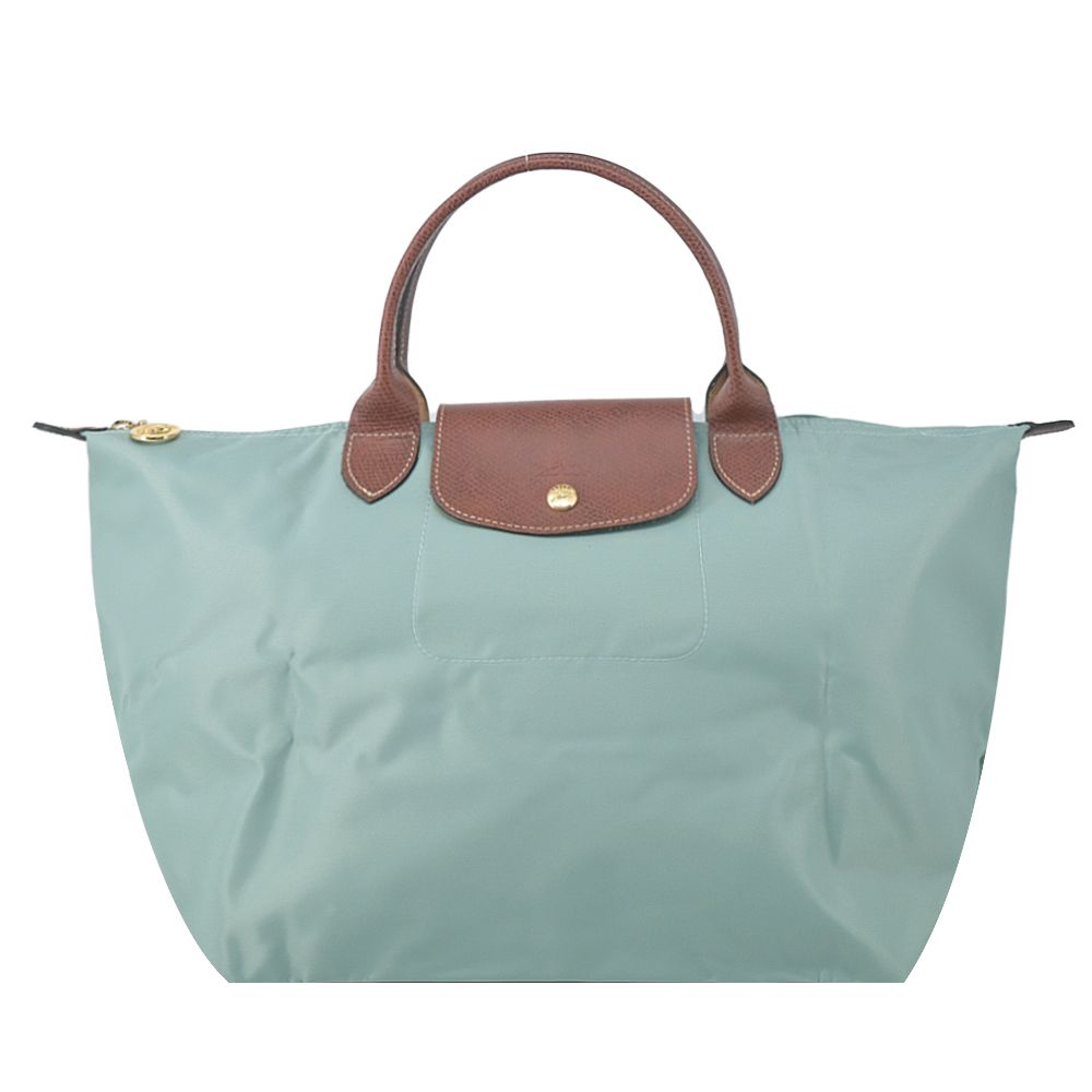 LONGCHAMP LE PLIAGE系列短把再生尼龍摺疊水餃包(中/青瓷綠)/平行輸入