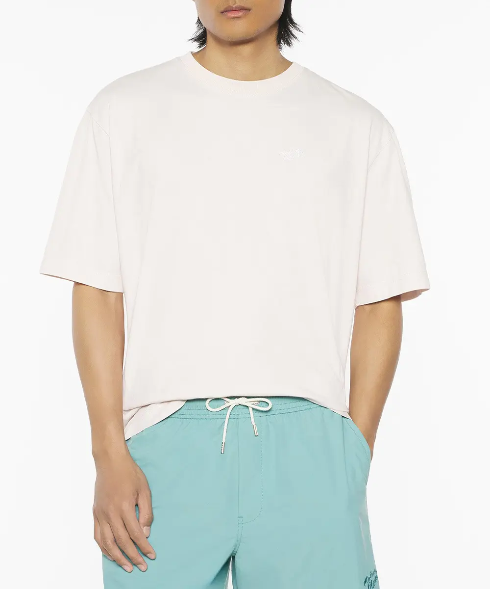MAISON KITSUNÉ 暖石灰盛夏系列手繪LOGO寬鬆短TEE_男/中性/ M