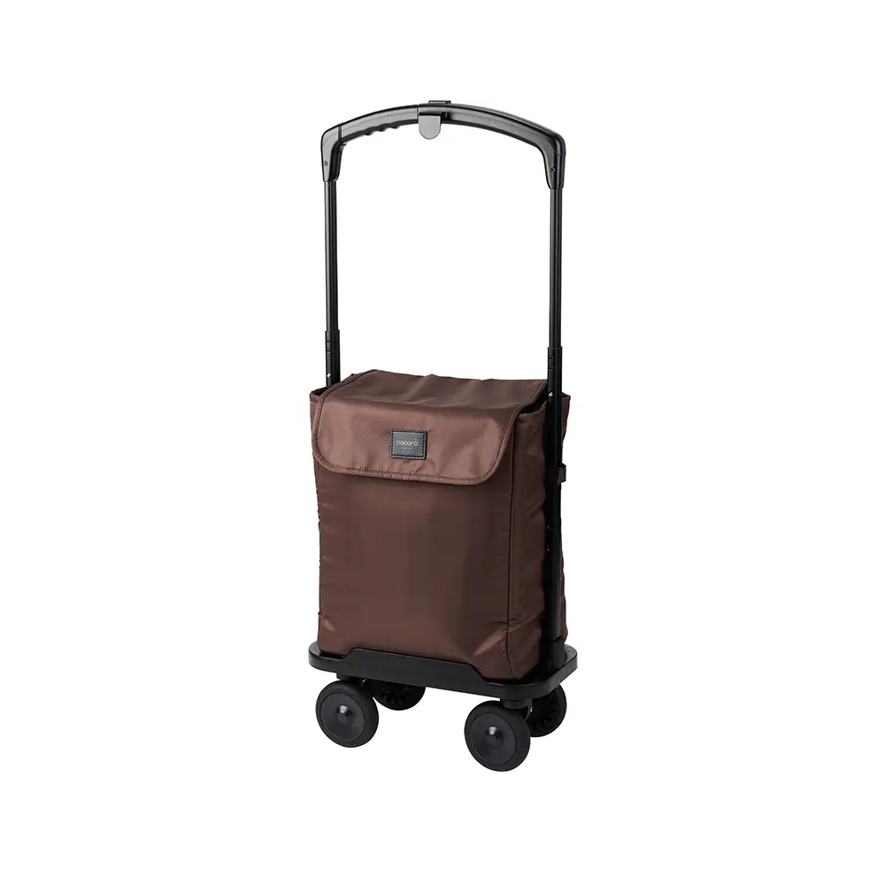 日本cocoro Delana 側推型保溫保冷四輪摺疊購物車-19L/ 摩卡棕