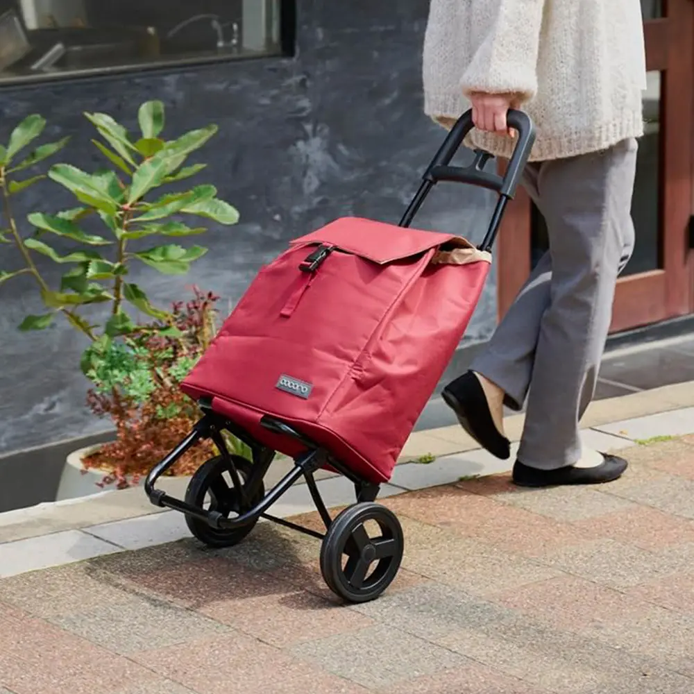 日本cocoro PLAIN BASIC 保溫保冷摺疊購物車-25L/ 波爾多紅