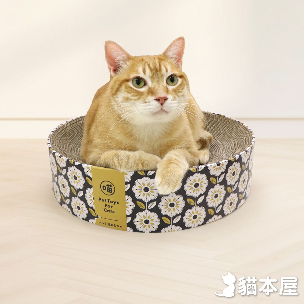 貓本屋 下凹式圓形貓抓板貓窩/ 花花