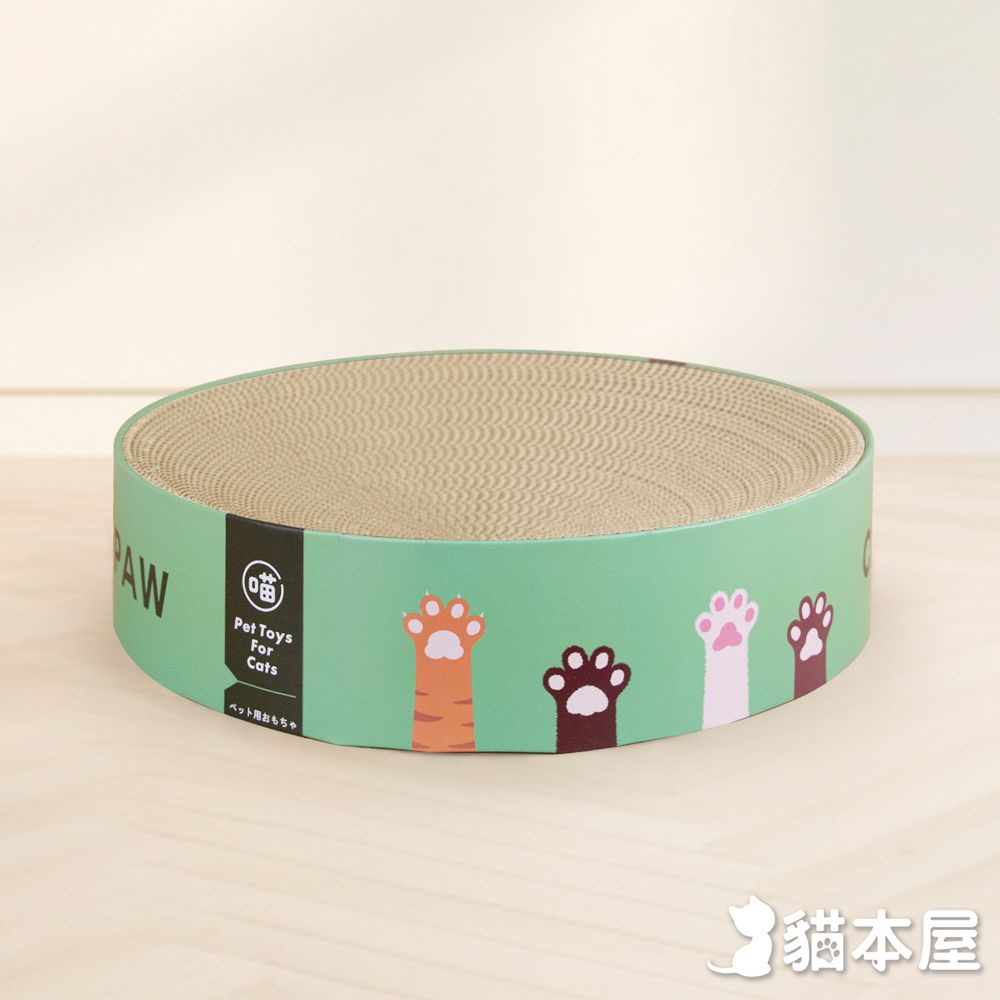 貓本屋 下凹式圓形貓抓板貓窩/ 貓爪 (綠)