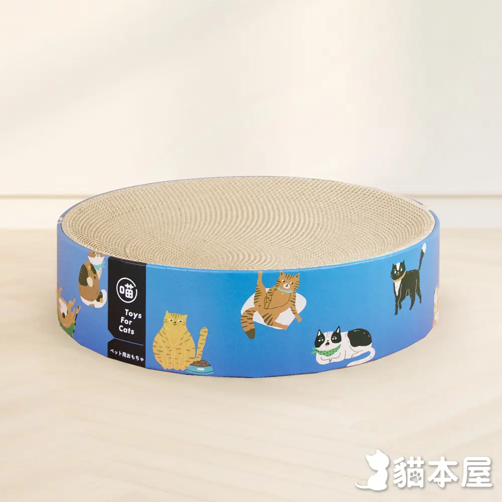 貓本屋 下凹式圓形貓抓板貓窩/ 貓咪 (藍)