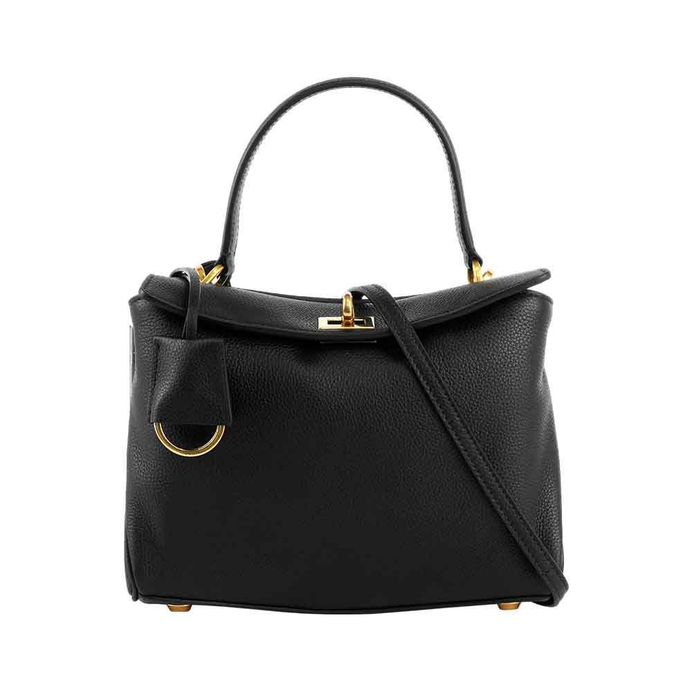 【BALENCIAGA】爆款Rodeo 金釦粒面小牛皮迷你手提/斜背二用包(黑色)/ 平行輸入
