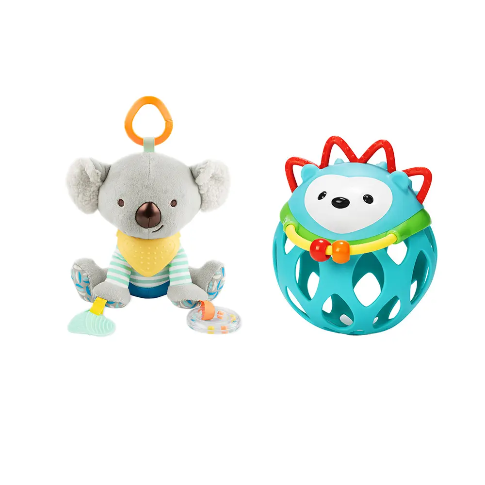 美國 SKIP HOP 安撫玩具兩件組/ BB感統小夥伴/ 玩酷無尾熊+E&M響響球鈴/ 刺蝟