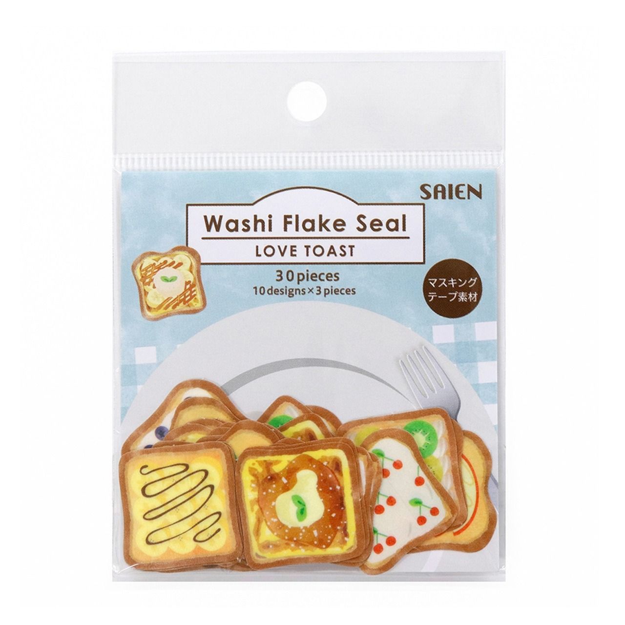 日本 SAIEN 單張和紙貼紙包/ Love Toast/ 甜食/ 30入