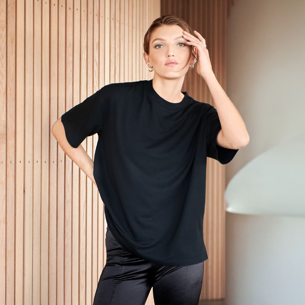 Bread & Boxers T shirt Soft Fiber 女用垂墜感柔棉T恤/ 黑/ L