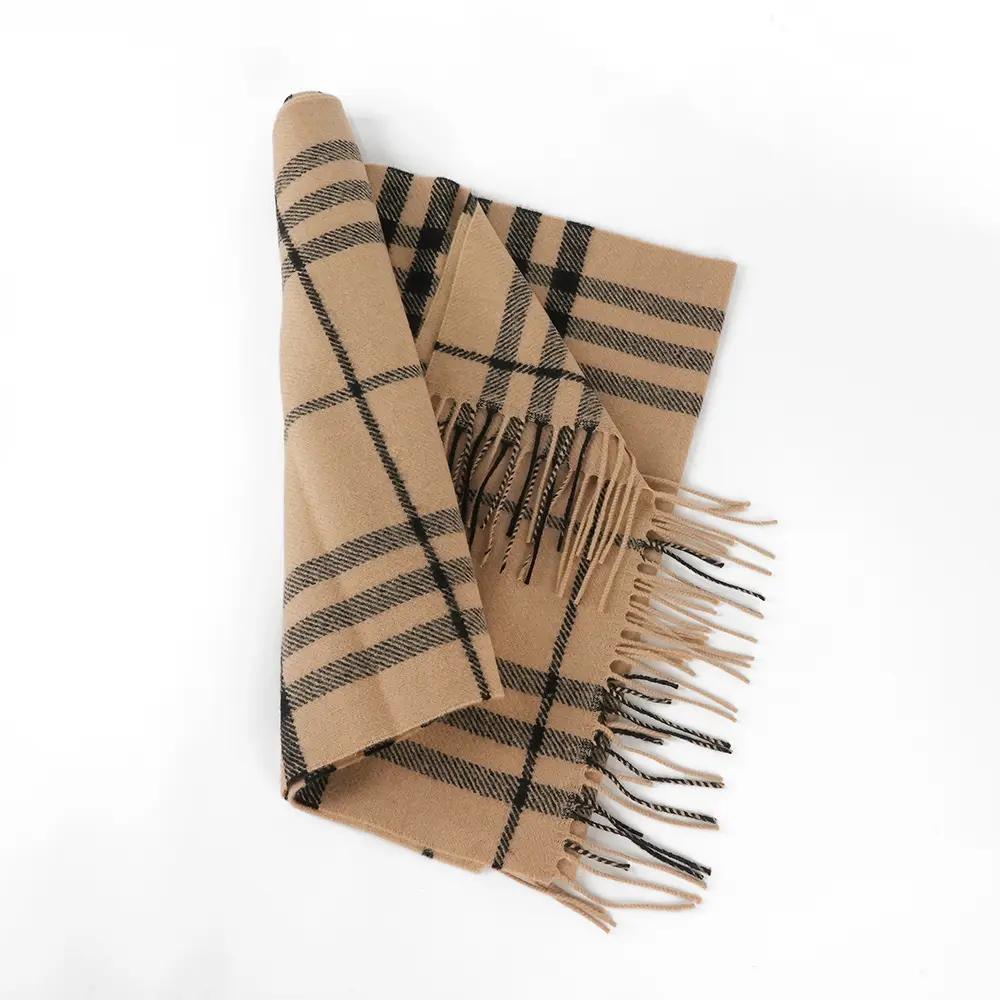 立折$2000💥【BURBERRY】大格紋寬版羊毛長圍巾(駝色)/ 平行輸入