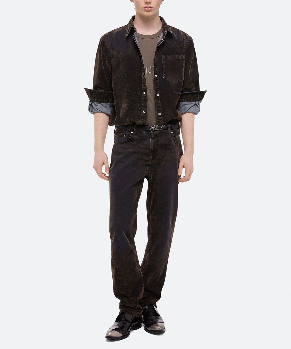 Helmut Lang 棕色絲絨長袖襯衫_男/中性