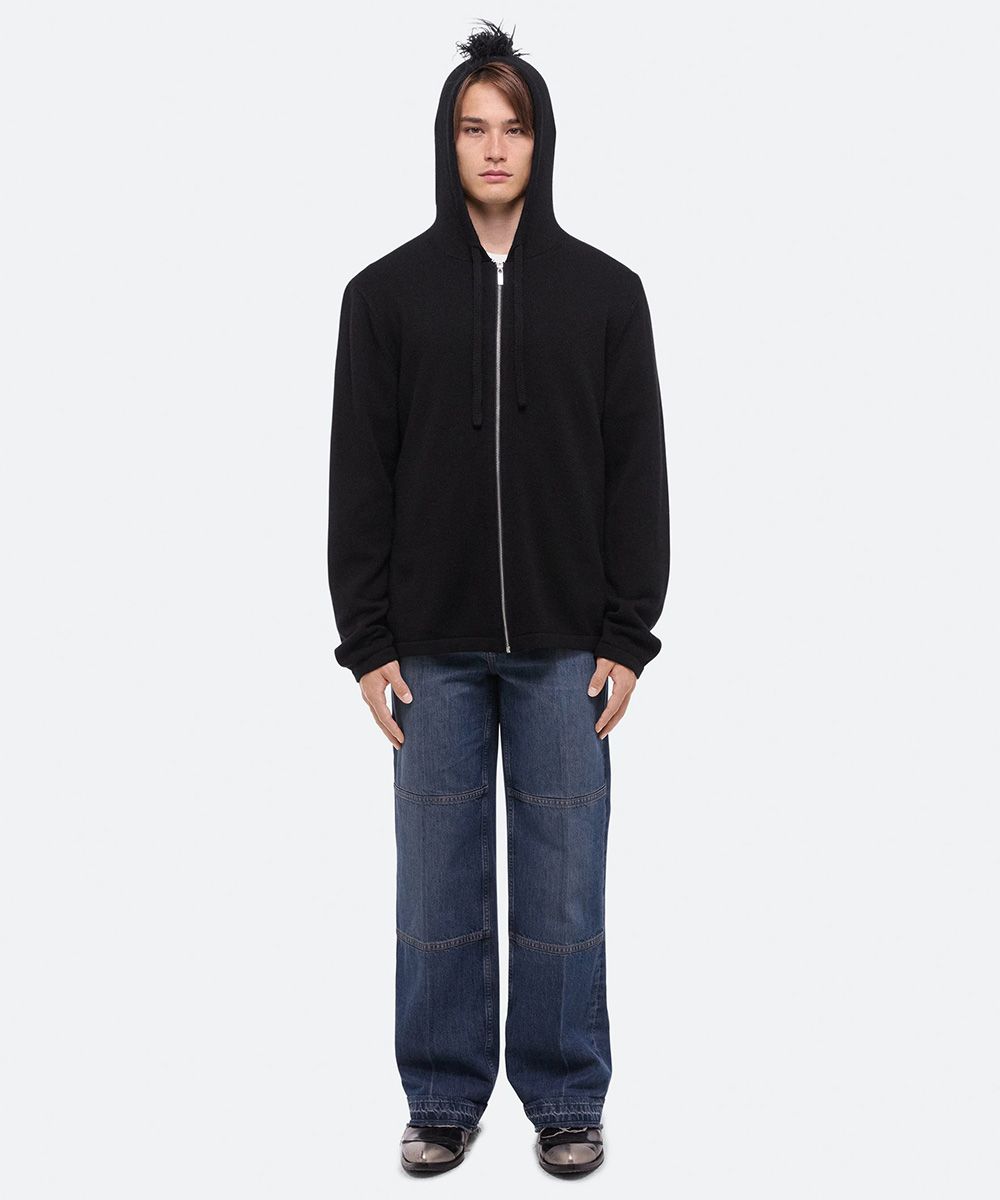 Helmut Lang 黑色拉鍊連帽衛衣_男/中性/ XL