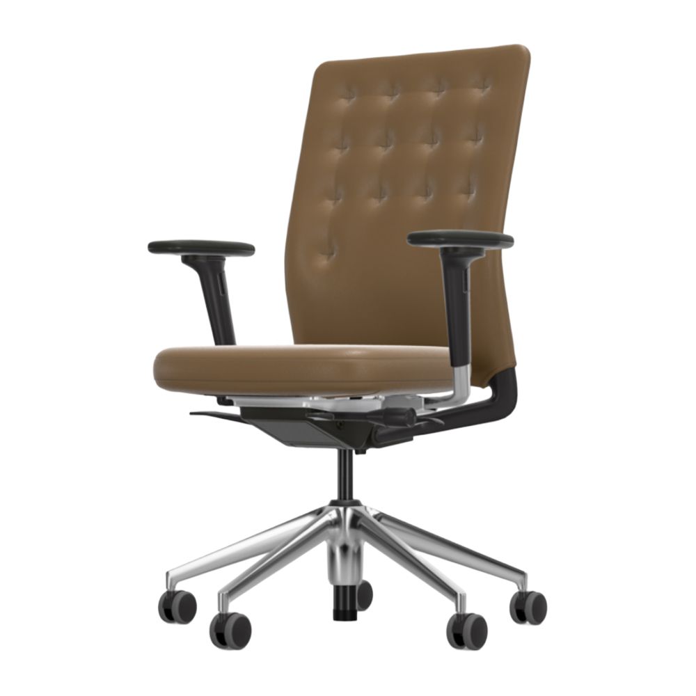 北歐櫥窗/Vitra ID Trim 全能筆挺辦公椅(中背、駝棕色皮革、3D 扶手)
