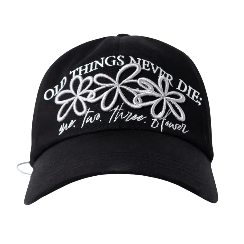 韓國 ONGO ONE TWO THREE FLOWER KNOT CAP 經典三朵花繩結棒球帽/ 黑色MONO
