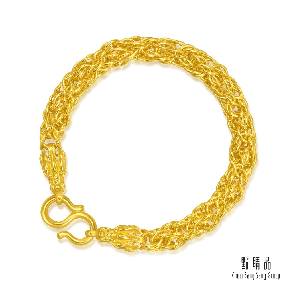 點睛品 雙龍盤扣 黃金手鍊_計價黃金