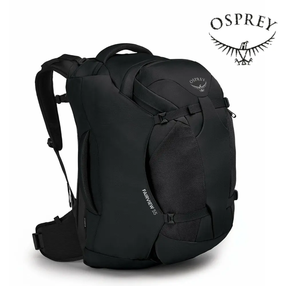 享88折🚩Osprey Fairview 55 多功能旅行背包 女 可登機｜背包旅行 行李背包 城市商旅後背包 登機包 字母包 / 黑色