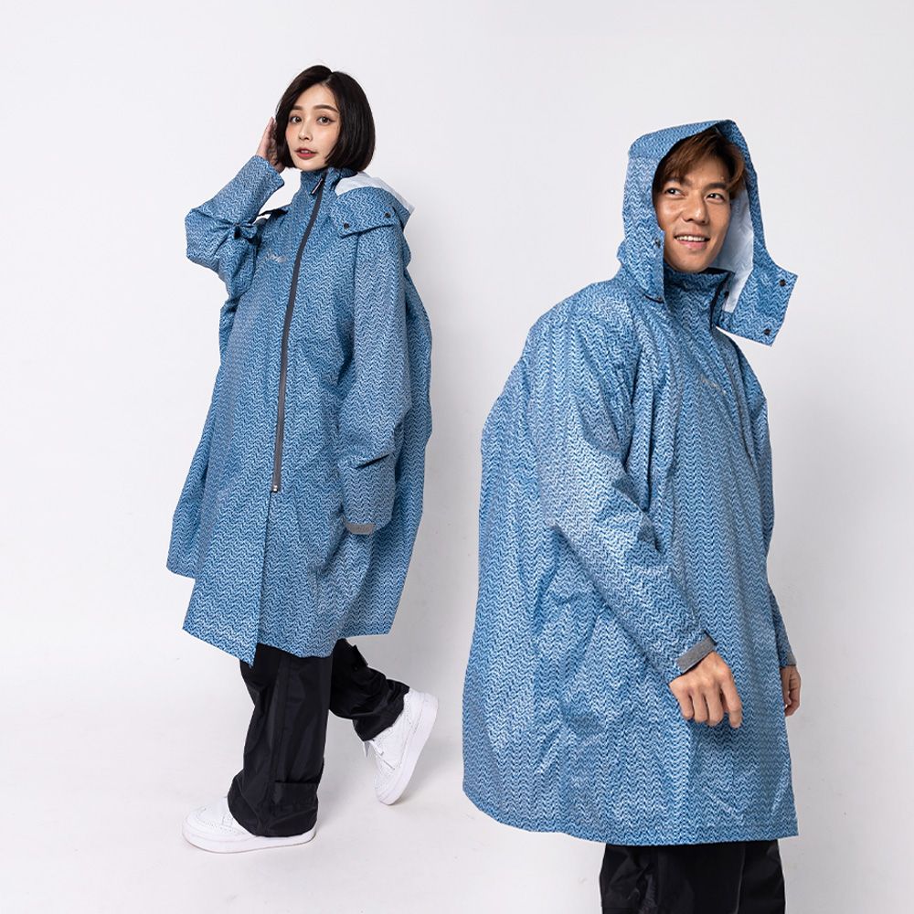 【OutPerform-奧德蒙雨衣官方直營】去去雨水走背包款長版風雨衣+雨褲/ Mini-O太平洋藍-F/ 雨褲-S