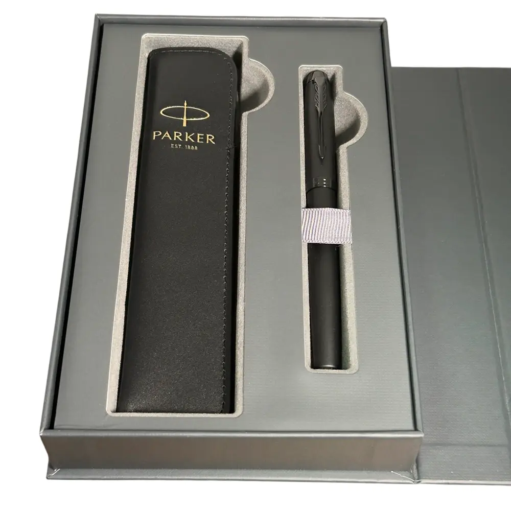 PARKER IM系列理性黑鋼筆真皮筆套禮盒