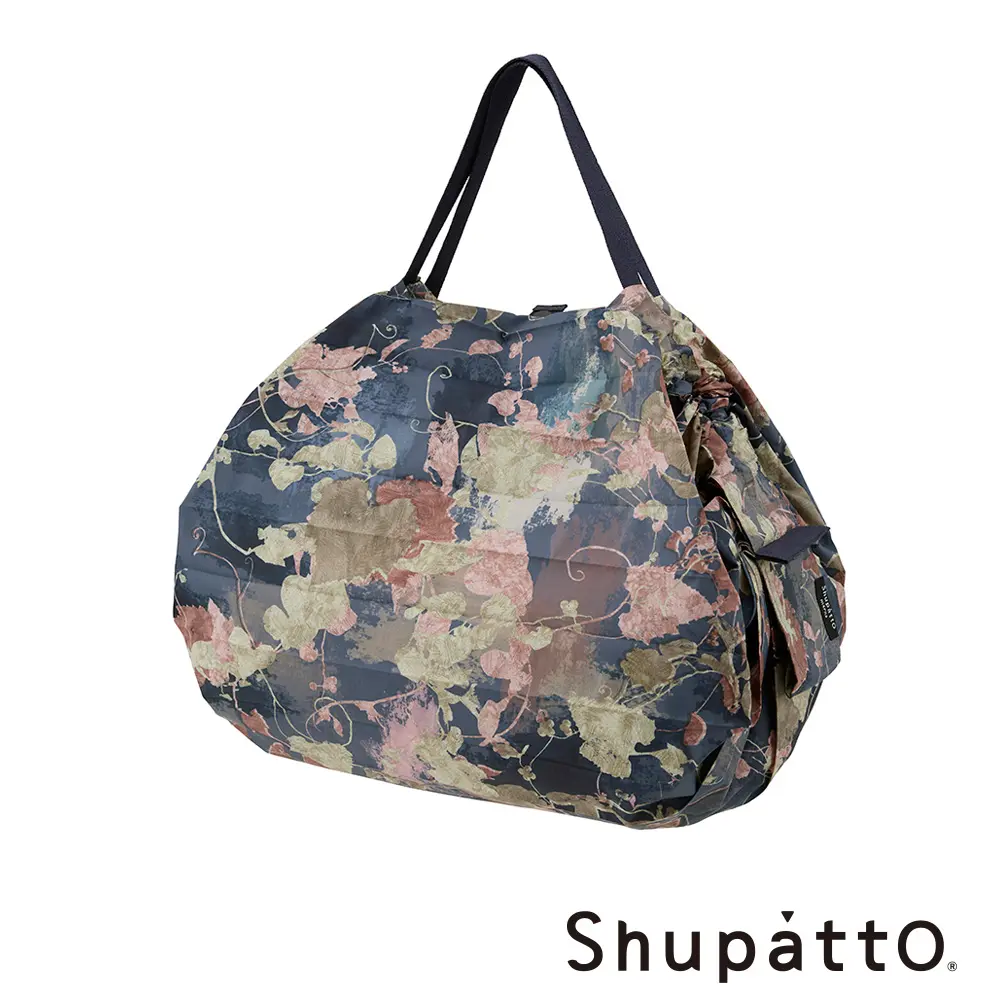 Shupatto 燈籠型限定版夢幻屋系列秒收環保啪啪包-中/ 藤蔓黑