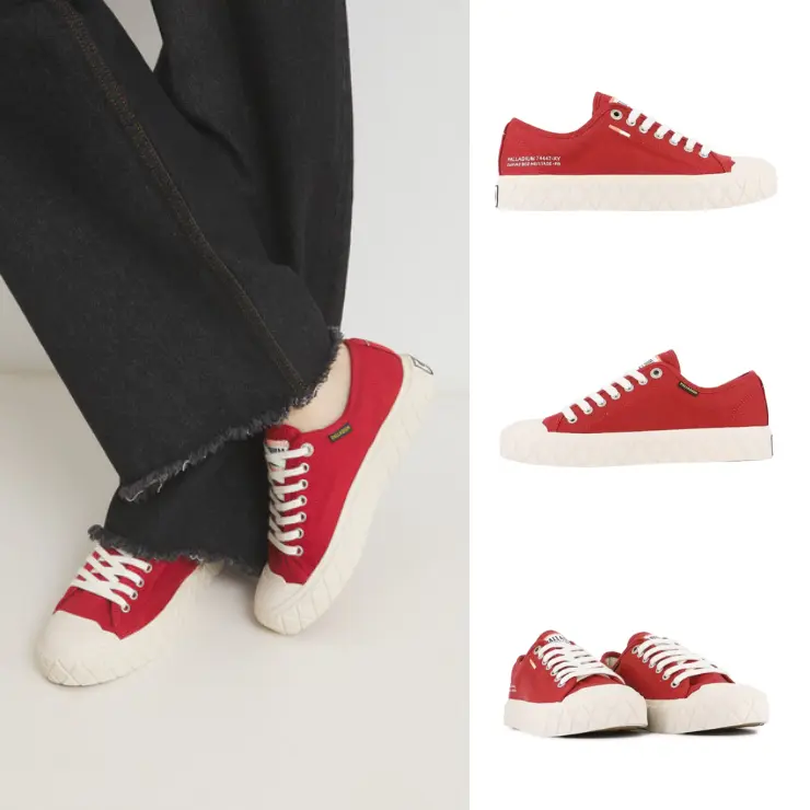 滿額折$300➤【PALLADIUM】PALLA ACE CVS ORG 鑽石菱紋鬆餅鞋 男女共款 紅 74447/ US10.5 (28.5cm)