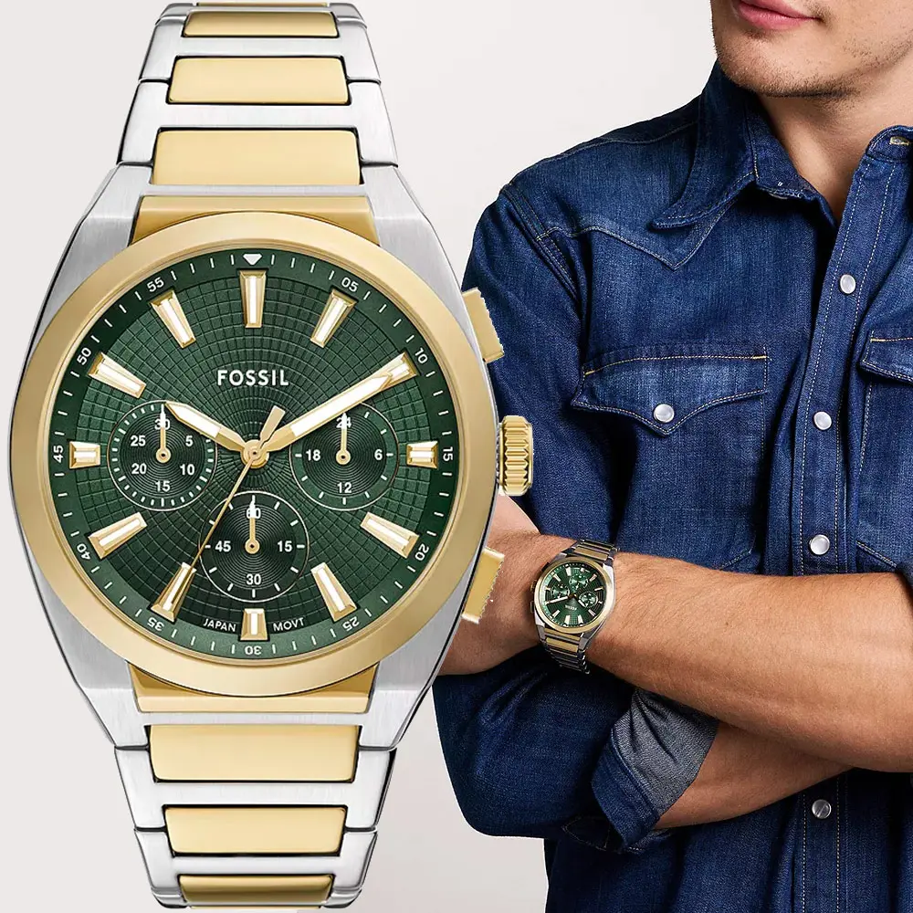 FOSSIL Everett 時尚三眼計時手錶-44mm/ FS6106