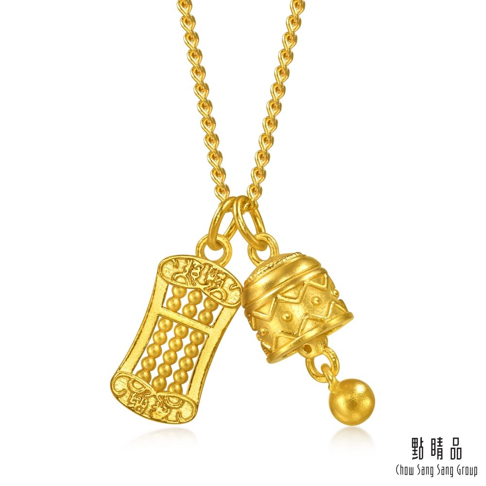 點睛品 平安鈴算盤 黃金項鍊_計價黃金