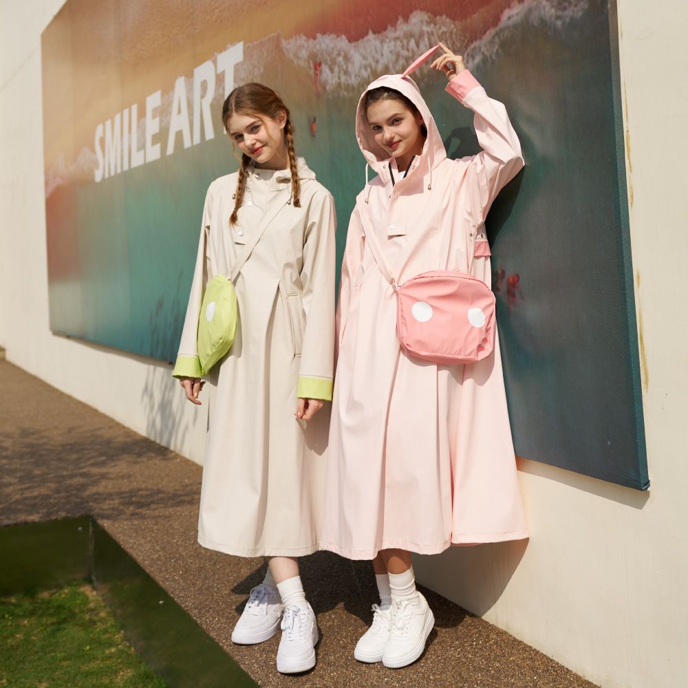 【MECOVER】Piggy Drop 俏皮連身雨衣-柔紗粉XL