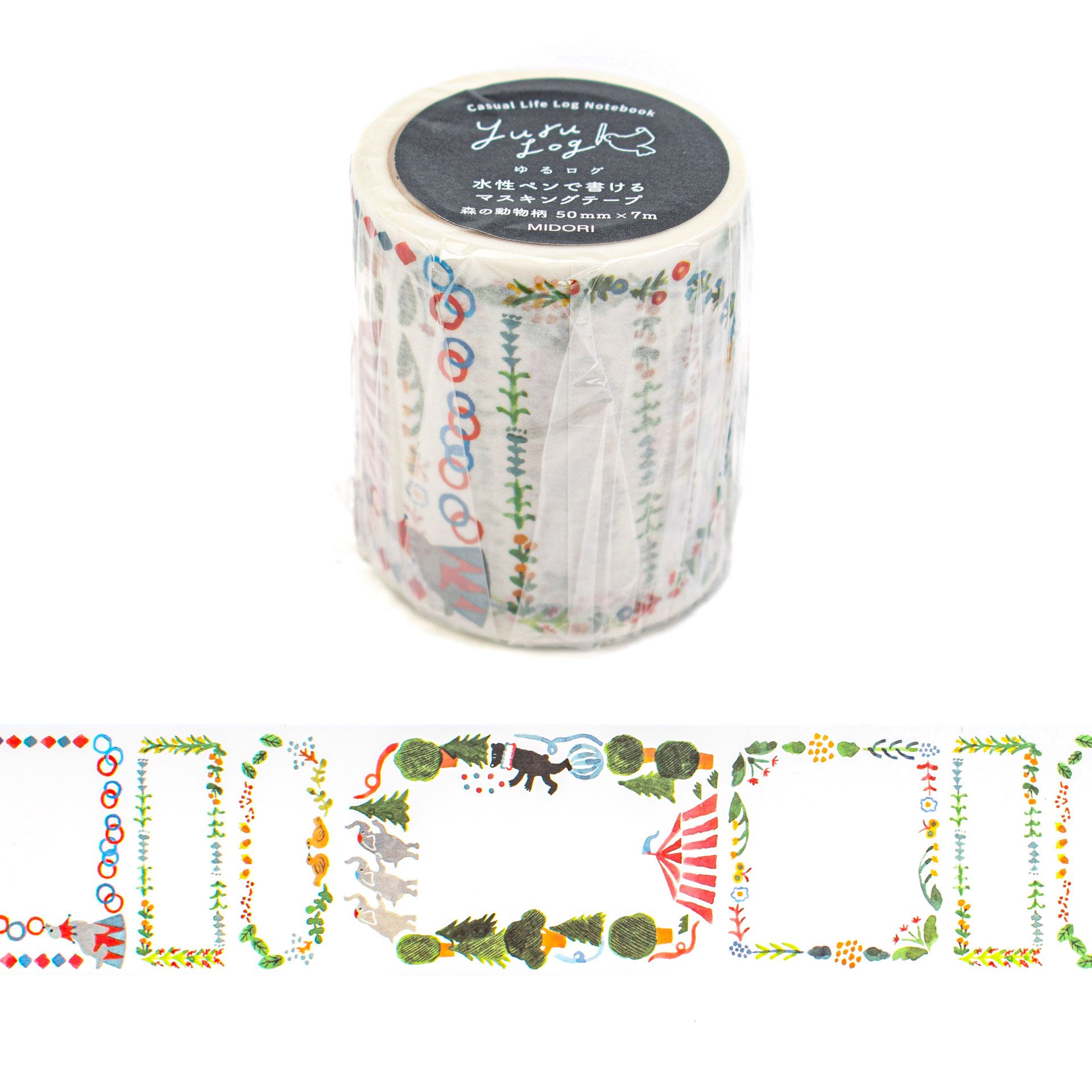 日本 MIDORI Yuru Log 50mm 紙膠帶/ 森の動物