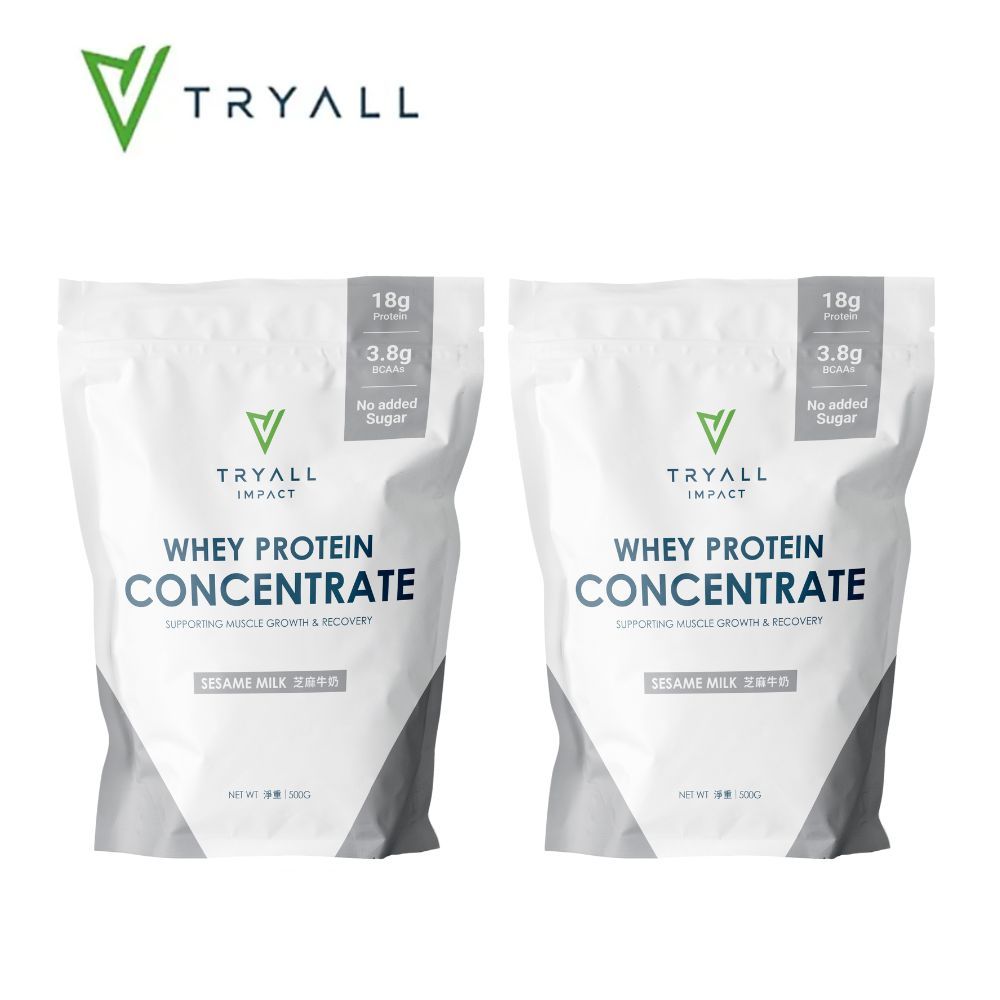 [台灣 TRYALL] 濃縮乳清蛋白粉-芝麻牛奶2入組 (500g/袋)