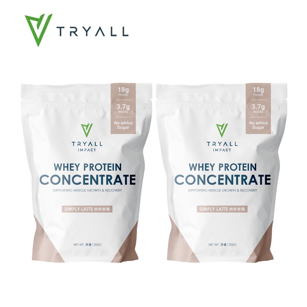 [台灣 TRYALL] 濃縮乳清蛋白粉-純粹拿鐵2入組 (500g/袋)
