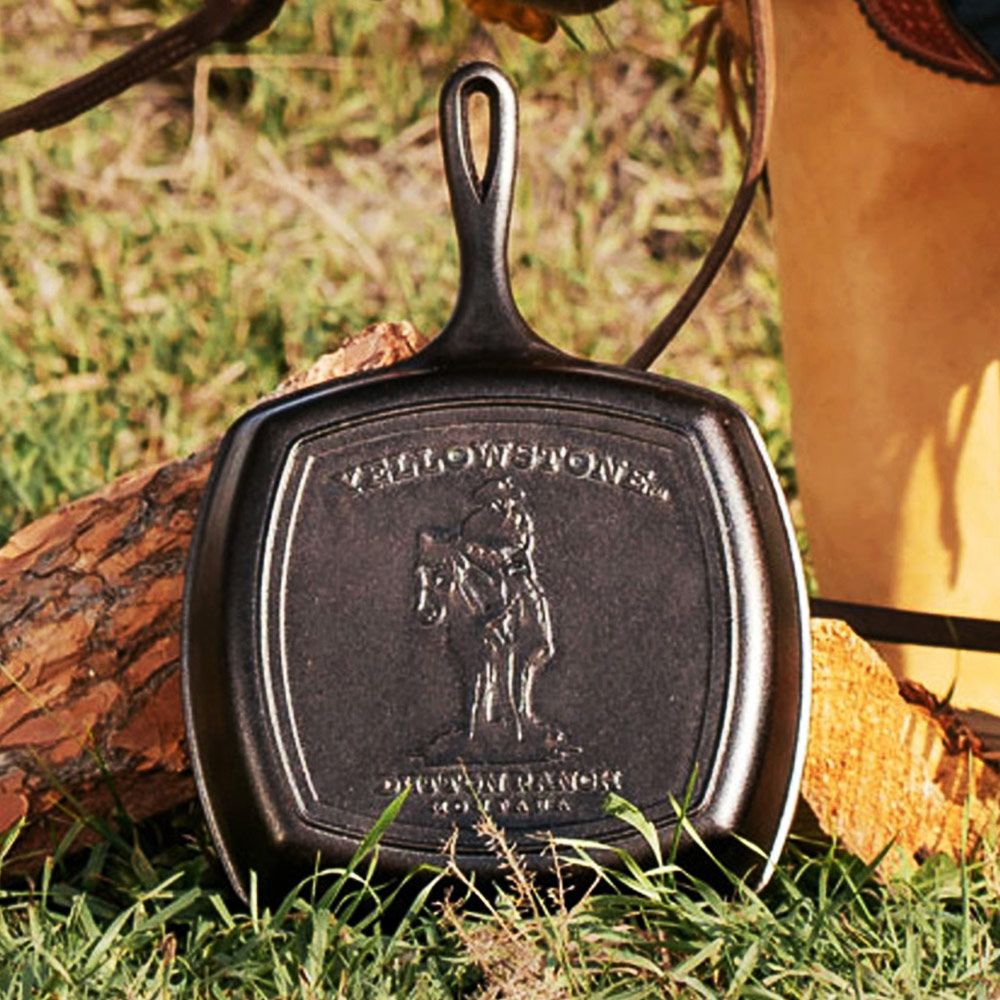 美國LODGE 黃石公園系列 美國製方形鑄鐵橫紋煎鍋/烤盤-27cm (Cowboy/L8SGPYW)