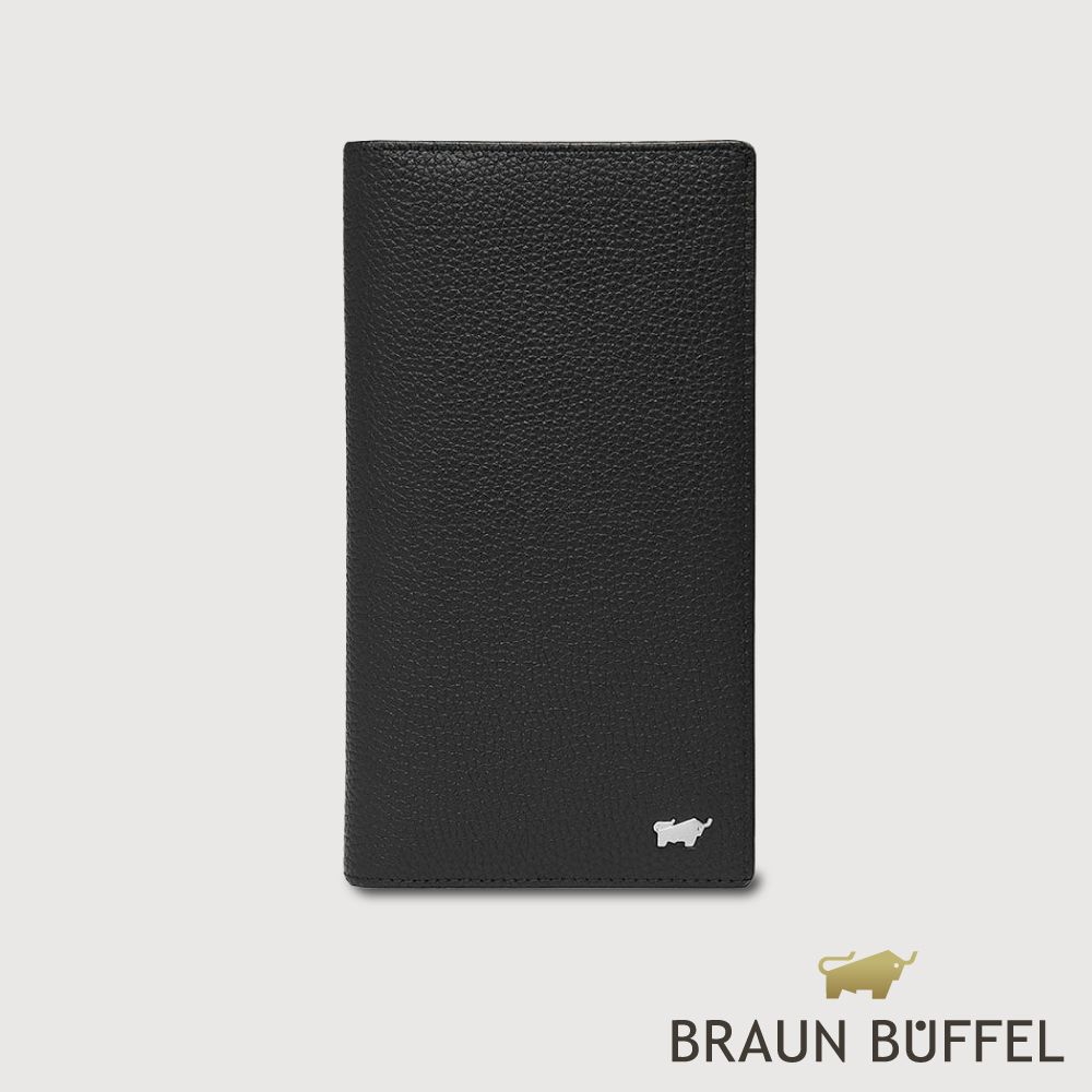 【BRAUN BUFFEL 德國小金牛】台灣總代理 諾瓦-A 18卡兩折長夾-黑色/BF564-631-BK
