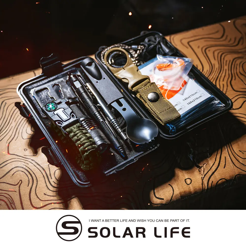 Solar Life 索樂生活 野外求生工具包12件組 野外求生包 求生戰術包 戶外急難包 登山救難包 戶外生存包