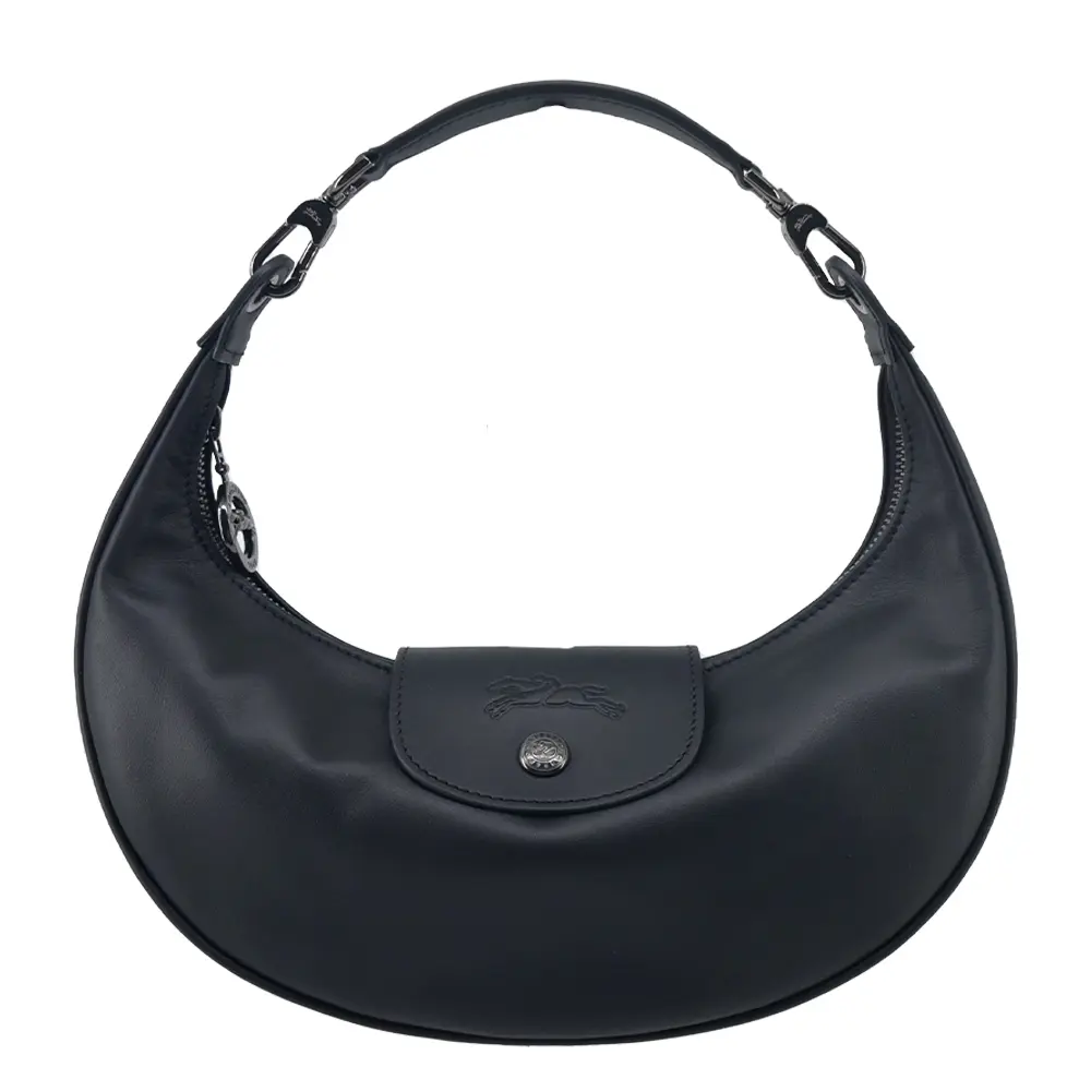 LONGCHAMP LE PLIAGE XTRA系列牛皮半月手提包(黑)/平行輸入
