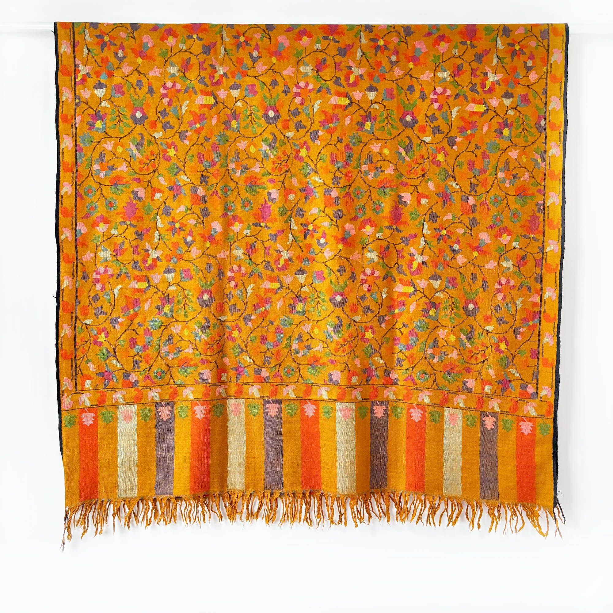 《Bala Shawls》Hand Woven Kani Pashmina Shawls 喀什米爾頂級手織披肩/ 經典花卉圖騰(薑黃)