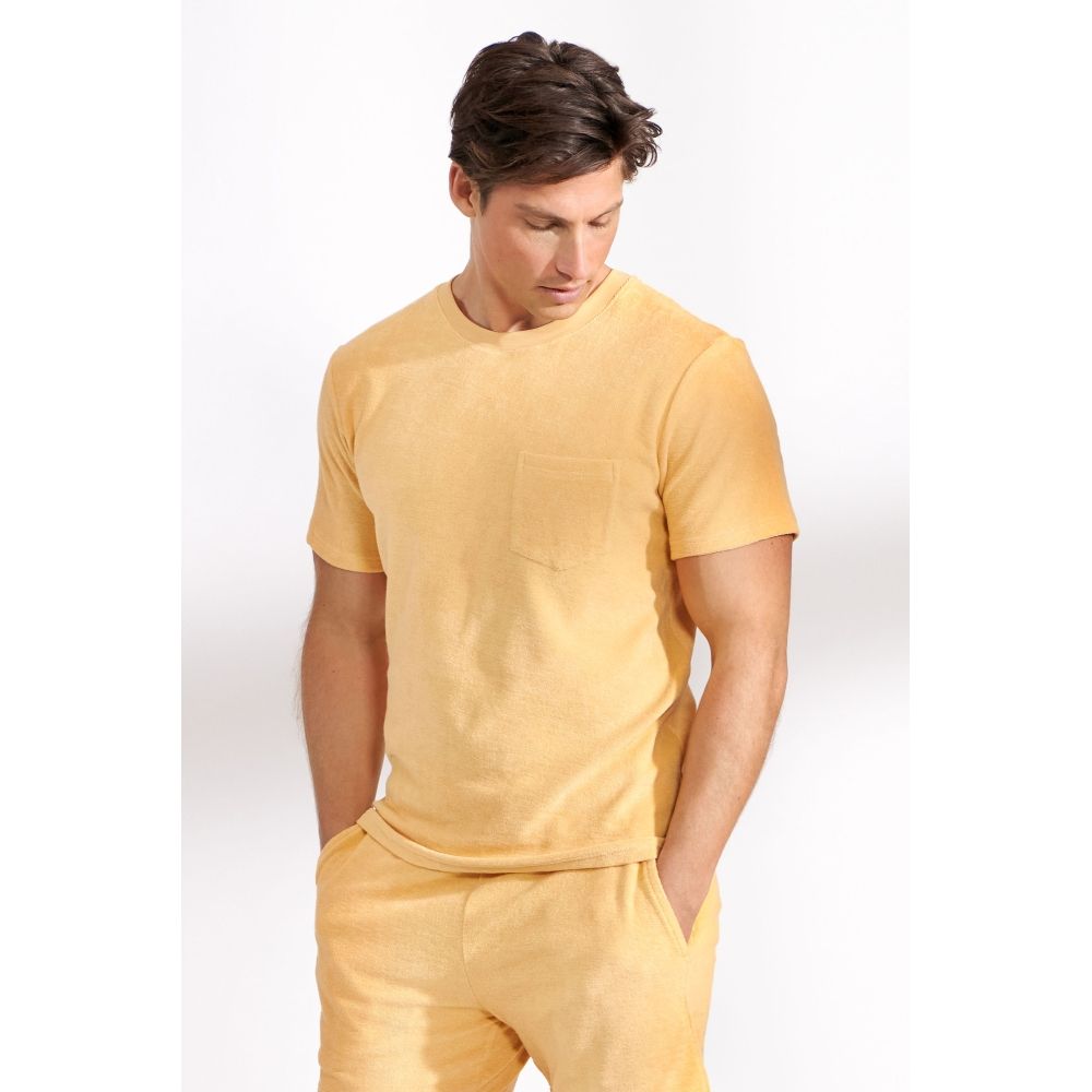 Bread & Boxers Terry T shirt 有機棉毛巾布圓領T/ 撒哈拉黃/ XL