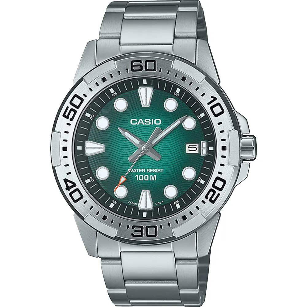 CASIO 卡西歐 銀龍魚系列 海上運動風大三針石英手錶 學生錶-綠面款/ MTD-140D-3AV