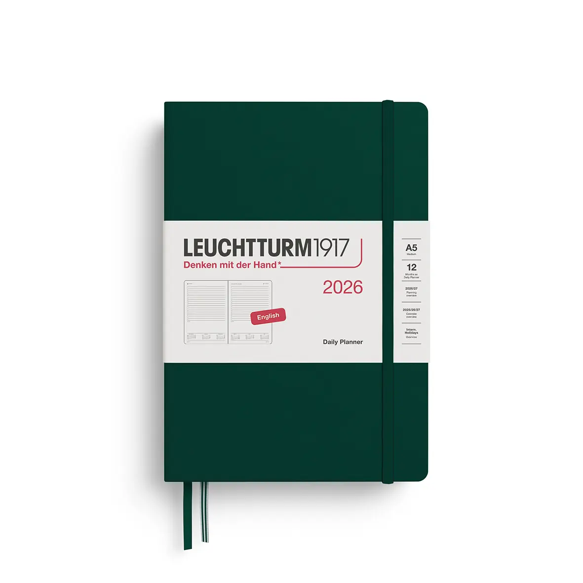2026德國 LEUCHTTURM1917 日誌/ 日計畫/ A5/ 森林綠/ 硬殼