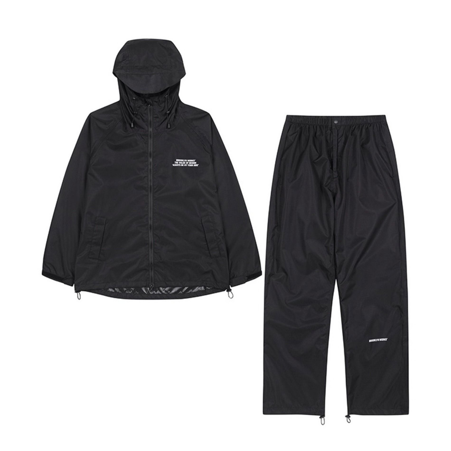 【機車族必備】BROOKLYNWORKS 高機能兩件式雨衣-經典黑M